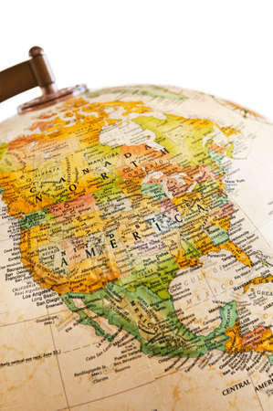 Part of a globe with map of North Americaの写真素材