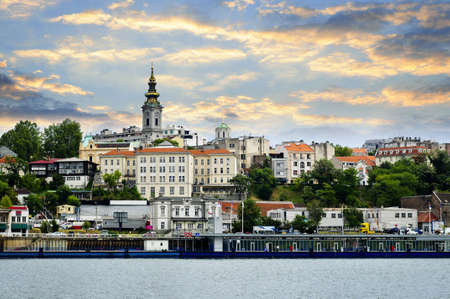 View of Belgrade city from Danube riverの写真素材