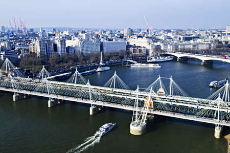 Hungerford bridge seen from London Eye in England