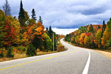 Fall scenic highway in northern Ontario, Canadaの写真素材