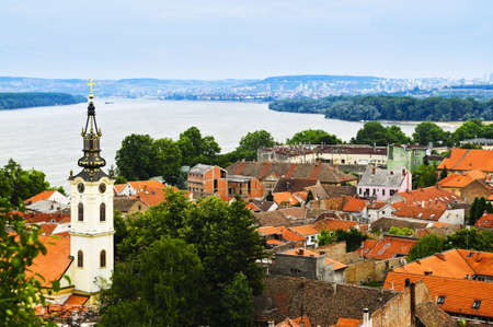 Old building roofs in Zemun part of Belgrade, Serbiaの写真素材