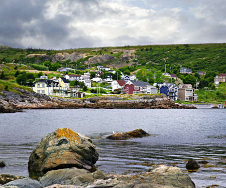 Quaint seaside fishing village in Newfoundland Canadaの写真素材