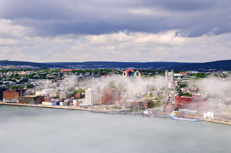 Cityscape of Saint John's from Signal Hill in Newfoundland Canadaの写真素材
