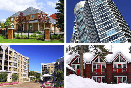 Collage of different types of real estateの写真素材