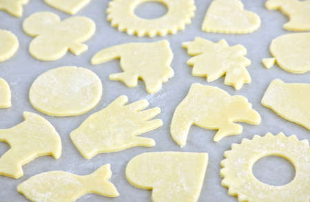 Cookie tray with raw homemade cookies ready for baking
