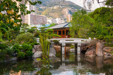 MONTE CARLO, MONACO - OCTOBER 3, 2014: View of Japanese garden in Monte Carlo, Monaco