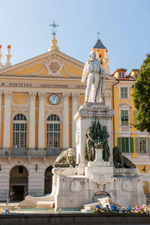 Monument to Giuseppe Garibaldi in Nice, France, is one of the city's tourist attractionsの写真素材