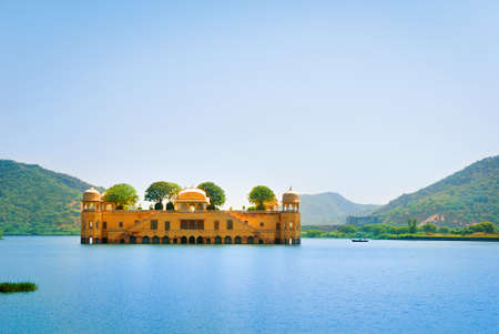 The palace Jal Mahal. Jal Mahal (Water Palace) was built during the 18th century in the middle of Man Sager Lake. Jaipur, Rajasthan, India.のeditorial素材