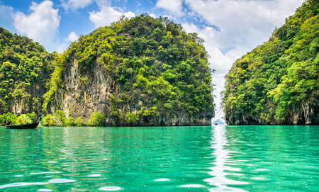 Amazing view of lagoon in Koh Hong island from kayak. Location: Koh Hong island, Krabi, Thailand, Andaman Sea. Artistic picture. Beauty world.の写真素材