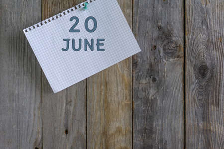 Photo pour Calendar with June 20 date. Concept of the day of the year. - image libre de droit