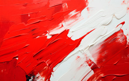 Abstract acrylic paint in white and red color palette. Colorful wallpaper texture for branding. Vibrant background with bold colors.の素材