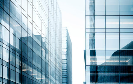 Reflective skyscraper business office buildings.の素材