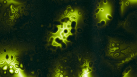 Blurred green and yellow acid gradient tones. Abstract wallpaper on dark grainy background. Glowing...