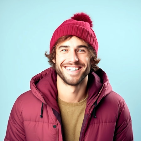 Smiling young man isolated on white background.の素材