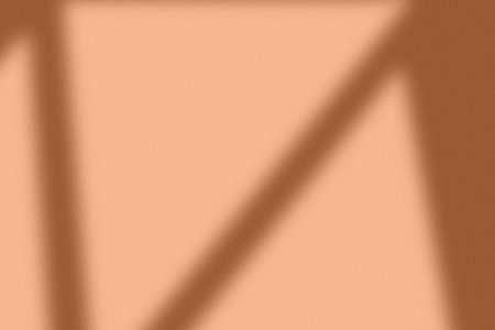 Organic drop window shadow on a Peach Fuzz color wall. Overlay effects for photos. Scene of natural lighting. Shadow overlay effect.の写真素材