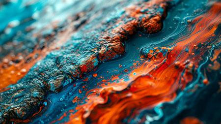 Natural stone wall. Texture of slate and stone in blue, orange and dark color tones. Wallpaper design for header.の素材