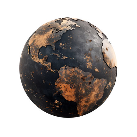 3D realistic earth globe planet isolated.の素材