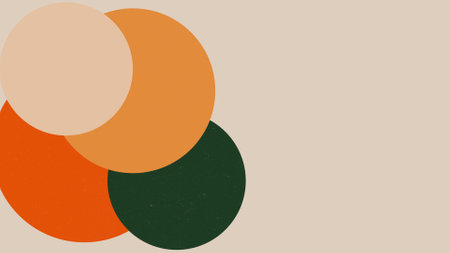 Colorful abstract circles wallpaper illustration. Vibrant colors of autumn background.の写真素材