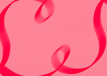 Romantic love letter for Valentine's day. Flat lay illustration on pink background with empty space...