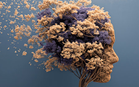 The alzheimer dementia illness disease concept. Amnesia, memory loss and confusion.の素材