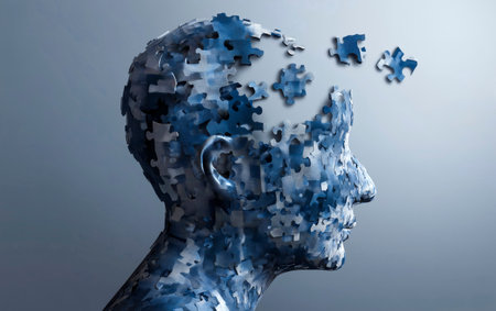 The alzheimer dementia illness disease concept. Amnesia, memory loss and confusion.の素材