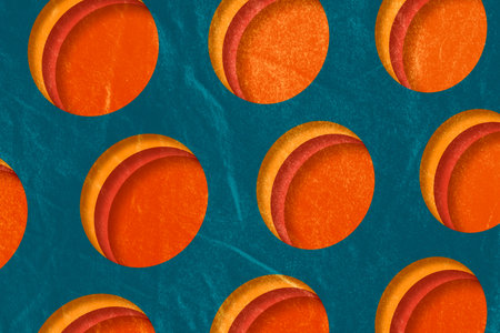 Vibrant abstract geometric pattern in green tones. Retro graphic design element circles style. Design for banner, header, website, flyer and social media post.の写真素材