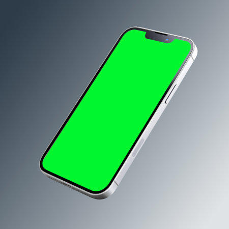 Realistic cutout smartphone floating with screen for mockup. Isolated phone template.の素材