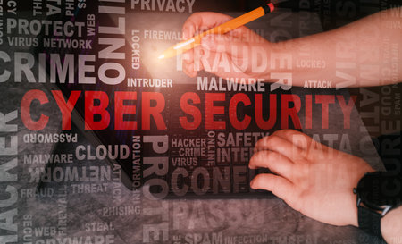 Woman receives alert of system hacked on digital tablet. Compromised information. Internet viruses cyber security and cybercrime.の写真素材