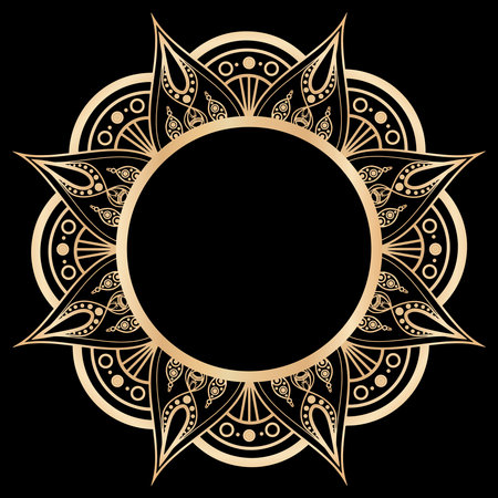 Luxury circular pattern in form of mandala. Decorative lacy ornament in ethnic oriental style. Vector.のイラスト素材