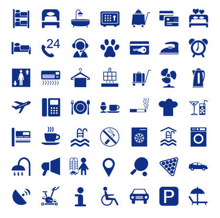 Hotel, hotel services, single-color icons.のイラスト素材