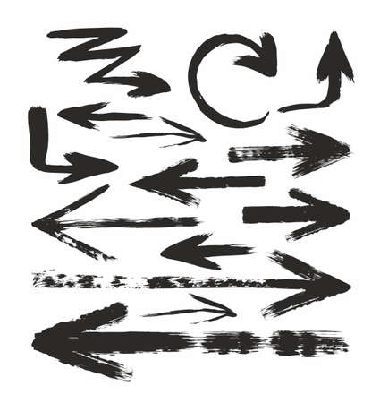 The arrow, drawn hard with a brush, one color. Stock vector-color arrows on white background. Texture, hard brush.のイラスト素材