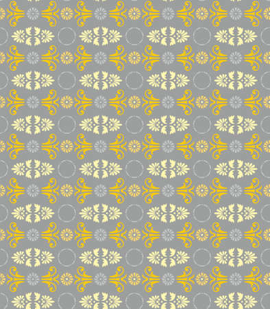 Seamless floral pattern, gray, and yellow flowers. Seamless floral pattern. Yellow and gray flowers...