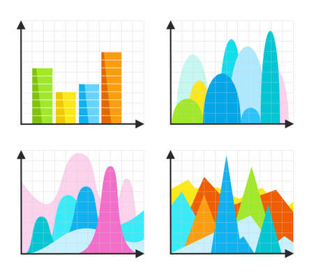 Diagrams, charts, colored, flat. Color vector graphics on a white background. Schematic diagram for infographics.のイラスト素材