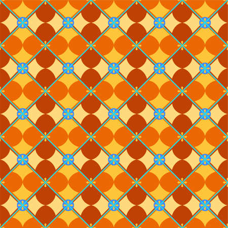 Seamless background, geometric, petals, yellow-orange. Vector colored background with orange and...