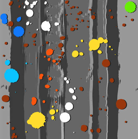 Background seamless, stripes and blobs, grey. Vector background with colorful spots of paint on a gray background. Color, flat. The trace of a paint roller and spray paint simulation. For the decoration.のイラスト素材