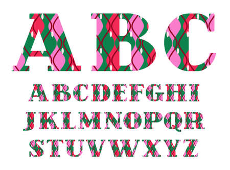 English alphabet, decorative, geometric pattern.のイラスト素材