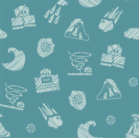 Weather, natural disasters, seamless pattern, hatching, vector, color, blue.のイラスト素材