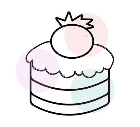 Linear icons of sweets and pastries. Can be used for social networks, postcards, logos, shop and holiday signs, patterns for clothes and bed linen.のイラスト素材