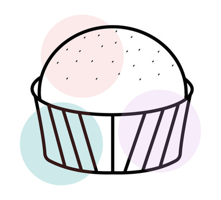 Linear icons of sweets and pastries. Can be used for social networks, postcards, logos, shop and holiday signs, patterns for clothes and bed linen.のイラスト素材