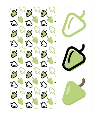 linear and flat icons of bell pepper, pattern for web design, packaging, applications, bedding, coloring, design.のイラスト素材