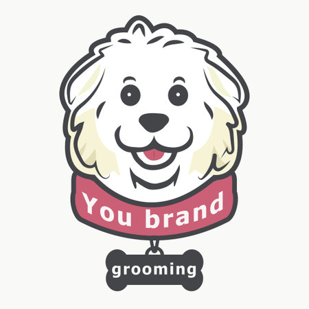 white fluffy dog head for illustrationのイラスト素材