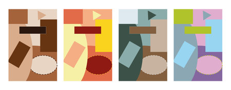 Set of abstract geometric shapes in pastel colors, vector illustration.のイラスト素材