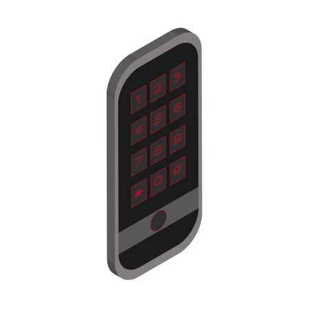 coded electronic lock, intercom with digital and chip button, isolated on a white background in isometric projection, 3dのイラスト素材