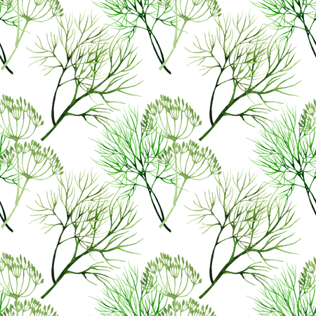 seamless pattern with dill watercolotの写真素材