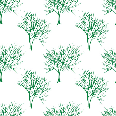 Vegetable seamless pattern with dill, isolated in hand drawn sketch style on white backgroundの写真素材
