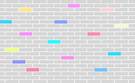 Brickwork texture with color and sepia bricks. Brick Wall background. Vector illustration.のイラスト素材