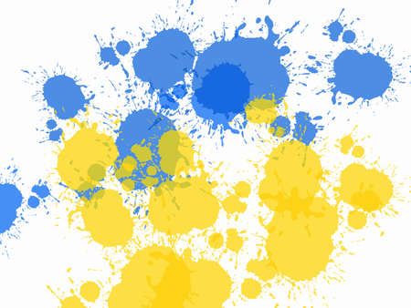 Abstract background in Ukrainian flag colors. hand drawn blobs. Pray for Ukraine. Yellow and blue colors background.のイラスト素材