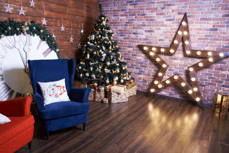 Christmas interior. Beautiful decorationsの写真素材