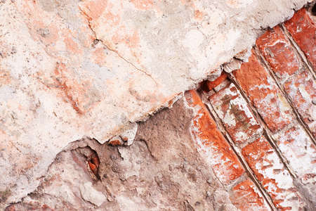 Old red bricks half concrete.の写真素材