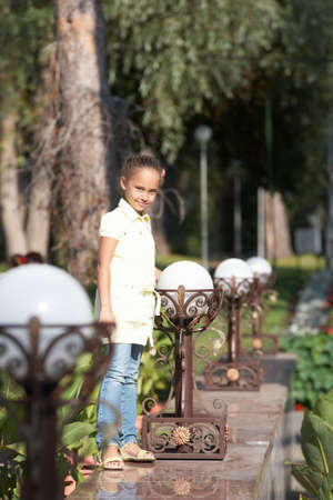 Beautiful girl. A park. Walkの写真素材